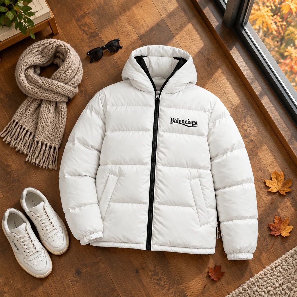 کاپشن ضد آب داخل پشمی Balenciaga-سفید